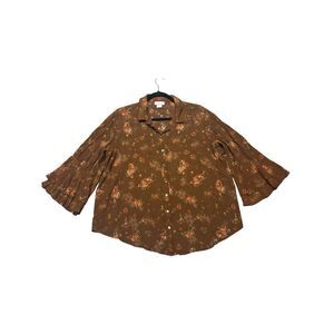 Ariat Womens Floral Print Bell Sleeves Button-Up Shirt Multi-Color Size 2XL